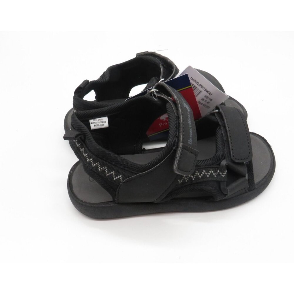 Beverly Hills Polo Club Boys Adjustable Black Sandals Size 12 NEW